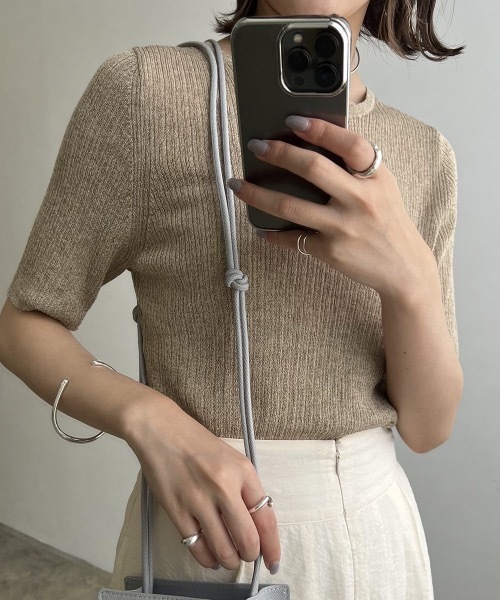 Amiur（エミレ）の「lame rib knit tops（ニット/セーター・レディース・ベージュ/グリーン/ラベンダー・FREE）」の13枚目の写真