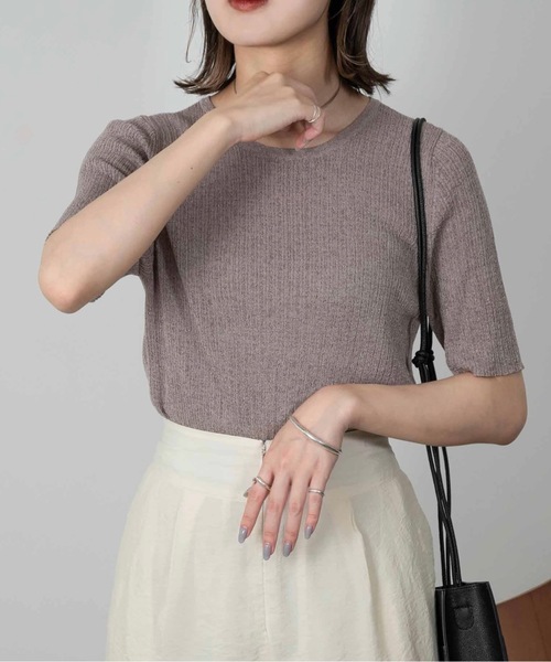 Amiur（エミレ）の「lame rib knit tops（ニット/セーター・レディース・ベージュ/グリーン/ラベンダー・FREE）」の14枚目の写真