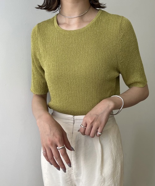 Amiur（エミレ）の「lame rib knit tops（ニット/セーター・レディース・ベージュ/グリーン/ラベンダー・FREE）」の20枚目の写真