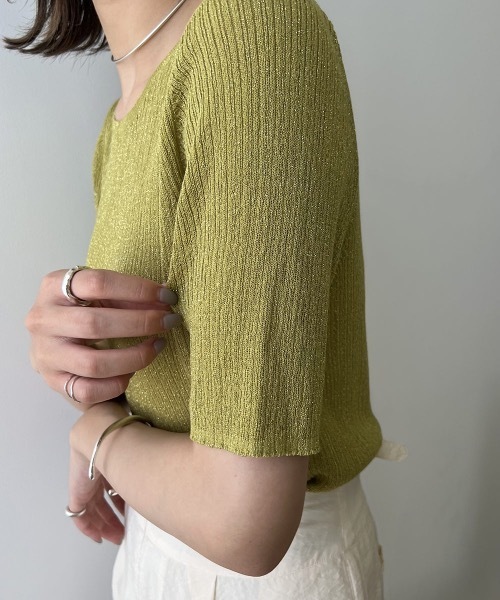 Amiur（エミレ）の「lame rib knit tops（ニット/セーター・レディース・ベージュ/グリーン/ラベンダー・FREE）」の21枚目の写真
