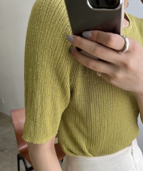 Amiur（エミレ）の「lame rib knit tops（ニット/セーター・レディース・ベージュ/グリーン/ラベンダー・FREE）」の22枚目の写真
