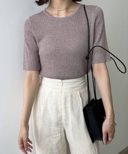 Amiur（エミレ）の「lame rib knit tops（ニット/セーター・レディース・ベージュ/グリーン/ラベンダー・FREE）」の7枚目の写真