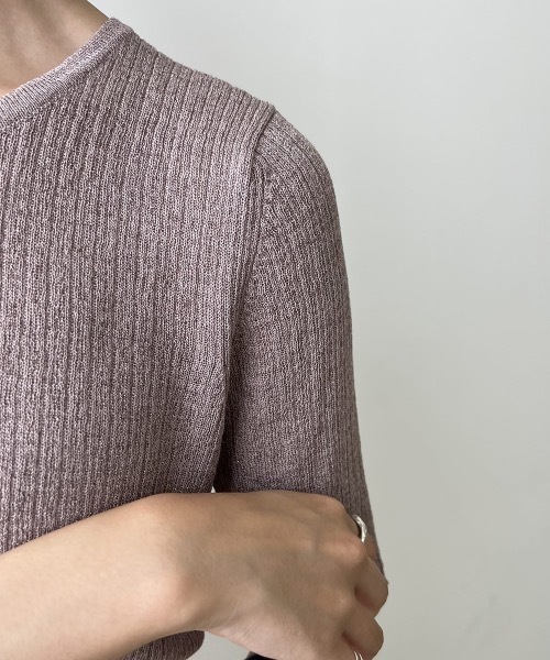 Amiur（エミレ）の「lame rib knit tops（ニット/セーター・レディース・ベージュ/グリーン/ラベンダー・FREE）」の5枚目の写真