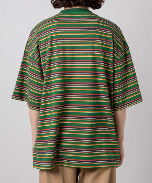 WEGO(ウィゴー)の「WEGO/ヘビーウエイト レトロボーダーBIGT(Tシャツ/カットソー・メンズ・ホワイト/ダークグリーン・LARGE/MEDIUM)」の16枚目の写真