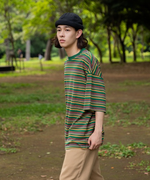 WEGO(ウィゴー)の「WEGO/ヘビーウエイト レトロボーダーBIGT(Tシャツ/カットソー・メンズ・ホワイト/ダークグリーン・LARGE/MEDIUM)」の10枚目の写真