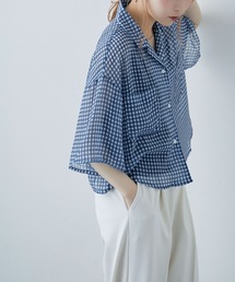 etoll. | シアーチェック ショートシャツ(シャツ/ブラウス)