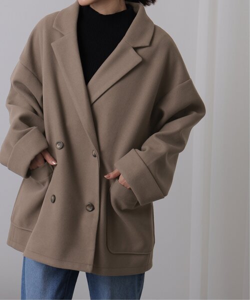 frames RAY CASSIN（フレームスレイカズン）の「ニットモッサライト ダブルテイラーミドルジャケット（テーラードジャケット・レディース・ブルー/ブラウン/キナリ・FREE）」の20枚目の写真