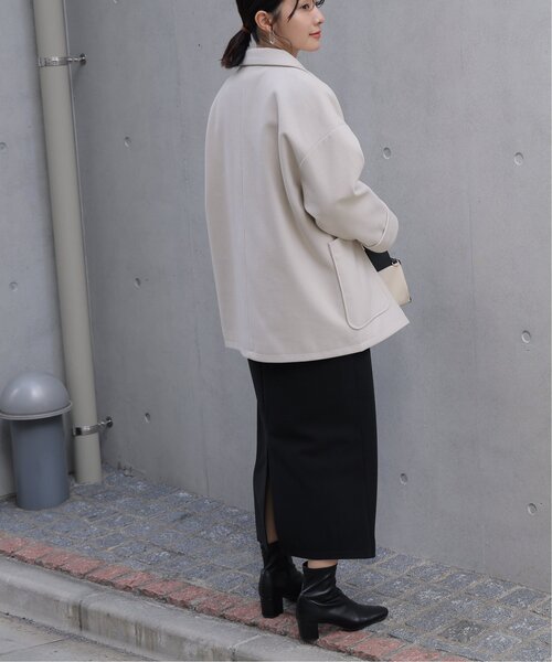 frames RAY CASSIN（フレームスレイカズン）の「ニットモッサライト ダブルテイラーミドルジャケット（テーラードジャケット・レディース・ブルー/ブラウン/キナリ・FREE）」の16枚目の写真