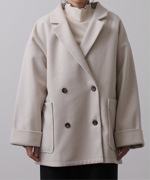 frames RAY CASSIN（フレームスレイカズン）の「ニットモッサライト ダブルテイラーミドルジャケット（テーラードジャケット・レディース・ブルー/ブラウン/キナリ・FREE）」の15枚目の写真