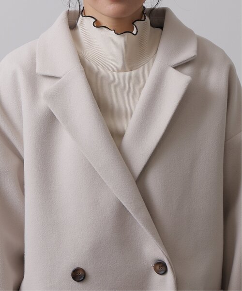 frames RAY CASSIN（フレームスレイカズン）の「ニットモッサライト ダブルテイラーミドルジャケット（テーラードジャケット・レディース・ブルー/ブラウン/キナリ・FREE）」の11枚目の写真