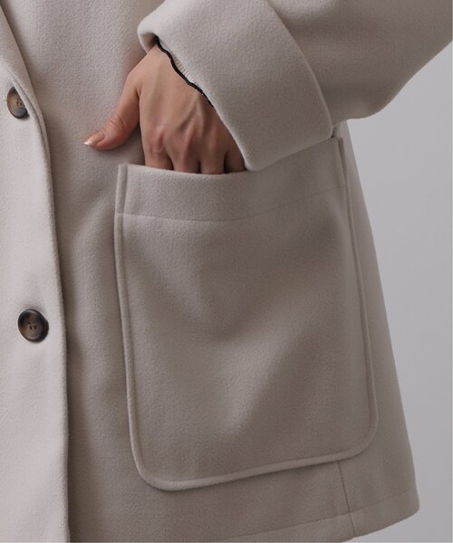 frames RAY CASSIN（フレームスレイカズン）の「ニットモッサライト ダブルテイラーミドルジャケット（テーラードジャケット・レディース・ブルー/ブラウン/キナリ・FREE）」の8枚目の写真