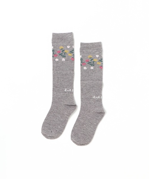 KP DECO(ケーピーデコ)の「【日本製】ベリー&小花柄ハイソックス(15~23)(ソックス/靴下・キッズ・杢グレー/ブルー系その他・22cm/16cm/18cm/20cm)」の2枚目の写真