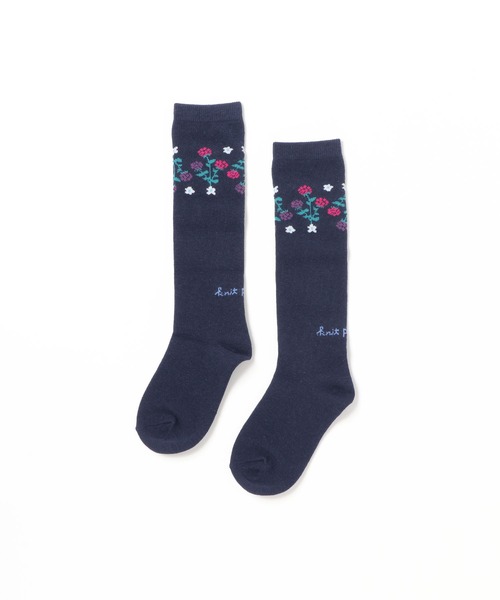 KP DECO(ケーピーデコ)の「【日本製】ベリー&小花柄ハイソックス(15~23)(ソックス/靴下・キッズ・杢グレー/ブルー系その他・22cm/16cm/18cm/20cm)」の1枚目の写真