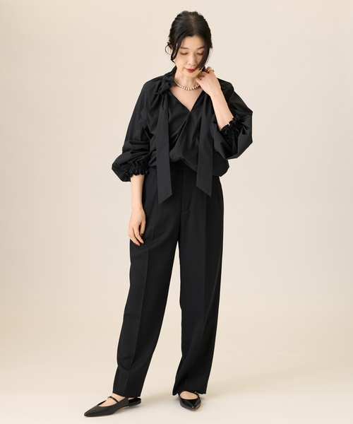 journal standard L'essage（ジャーナルスタンダードレサージュ）の「《追加予約》CPリボンブラウス（シャツ/ブラウス・レディース・ホワイト/ブラック/ブルー/グレー系その他・FREE）」の5枚目の写真