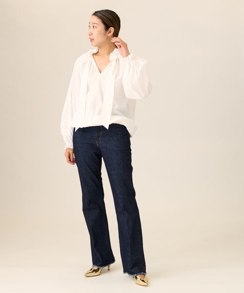 journal standard L'essage（ジャーナルスタンダードレサージュ）の「《追加予約》CPリボンブラウス（シャツ/ブラウス・レディース・ホワイト/ブラック/ブルー/グレー系その他・FREE）」の7枚目の写真