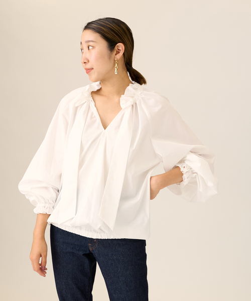 journal standard L'essage（ジャーナルスタンダードレサージュ）の「《追加予約》CPリボンブラウス（シャツ/ブラウス・レディース・ホワイト/ブラック/ブルー/グレー系その他・FREE）」の19枚目の写真