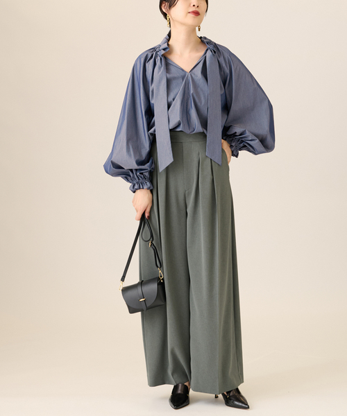 journal standard L'essage（ジャーナルスタンダードレサージュ）の「《追加予約》CPリボンブラウス（シャツ/ブラウス・レディース・ホワイト/ブラック/ブルー/グレー系その他・FREE）」の14枚目の写真