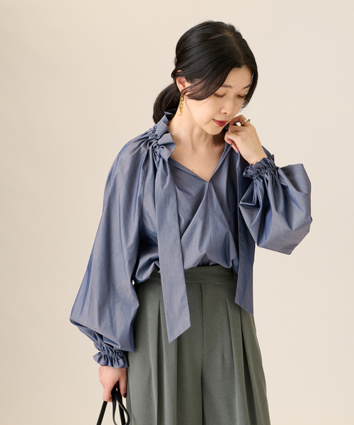 journal standard L'essage（ジャーナルスタンダードレサージュ）の「《追加予約》CPリボンブラウス（シャツ/ブラウス・レディース・ホワイト/ブラック/ブルー/グレー系その他・FREE）」の20枚目の写真