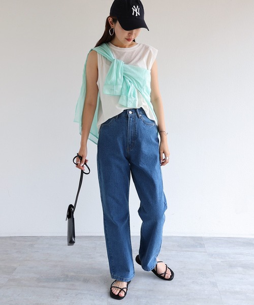 シアークルーネックサマーニットトップス