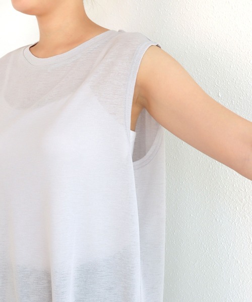 シアークルーネックサマーニットトップス