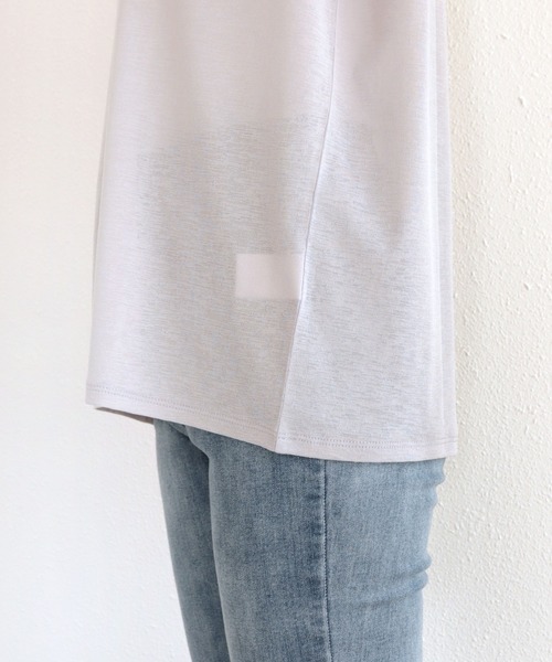 シアークルーネックサマーニットトップス