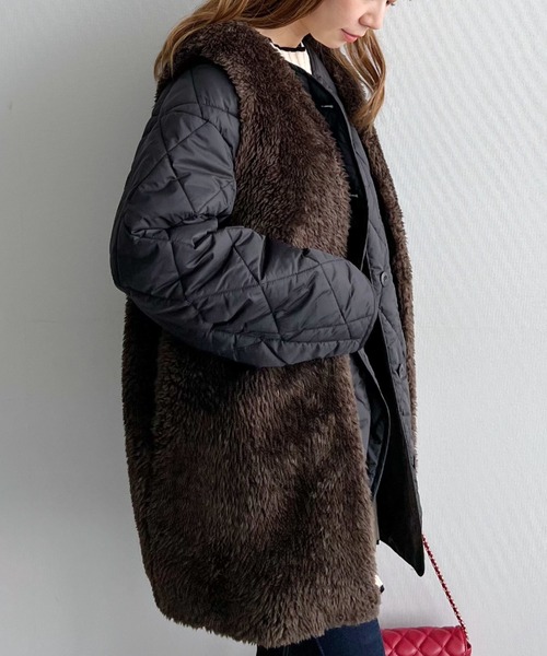 mysty woman（ミスティウーマン）の「ボアベスト×ブルゾン2P 156689（ブルゾン・レディース・ブラック/カーキ/アイボリー・FREE）」の16枚目の写真