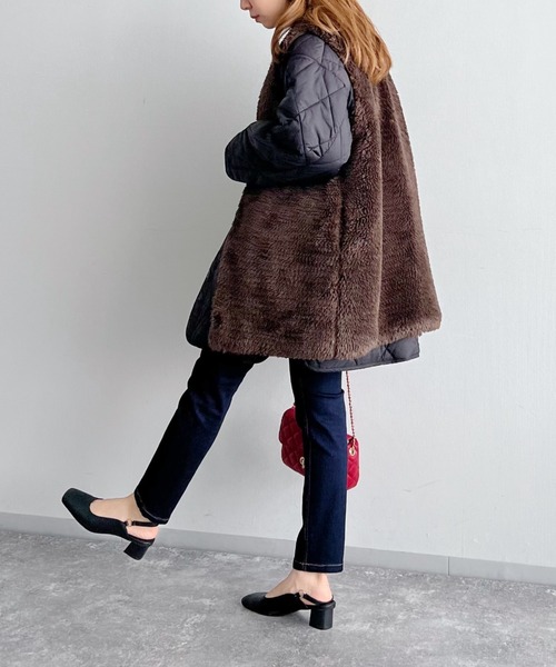 mysty woman（ミスティウーマン）の「ボアベスト×ブルゾン2P 156689（ブルゾン・レディース・ブラック/カーキ/アイボリー・FREE）」の17枚目の写真