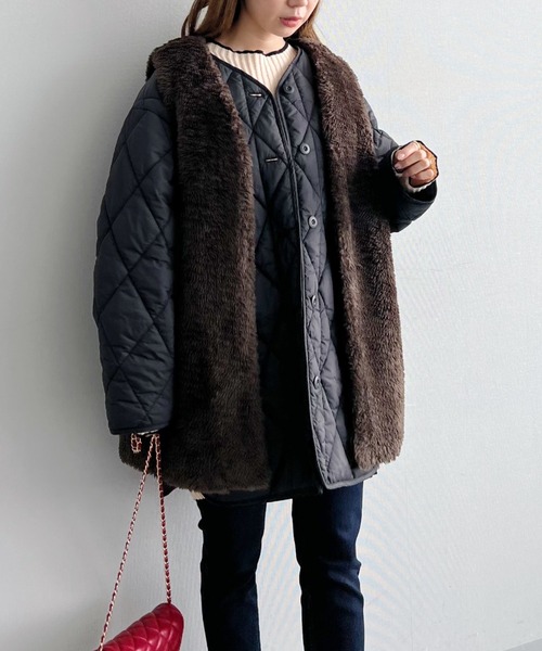 mysty woman（ミスティウーマン）の「ボアベスト×ブルゾン2P 156689（ブルゾン・レディース・ブラック/カーキ/アイボリー・FREE）」の18枚目の写真