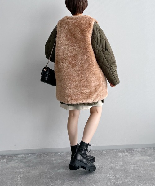 mysty woman（ミスティウーマン）の「ボアベスト×ブルゾン2P 156689（ブルゾン・レディース・ブラック/カーキ/アイボリー・FREE）」の10枚目の写真