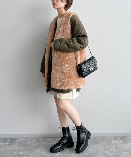 mysty woman（ミスティウーマン）の「ボアベスト×ブルゾン2P 156689（ブルゾン・レディース・ブラック/カーキ/アイボリー・FREE）」の11枚目の写真