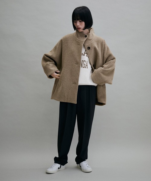 ADAM ET ROPE'（アダムエロペ）の「【WEB限定(一部店舗展開あり)】スタンドカラーミドルコート（その他アウター・レディース・ブラック/グリーン/グレー系その他・FREE）」の11枚目の写真