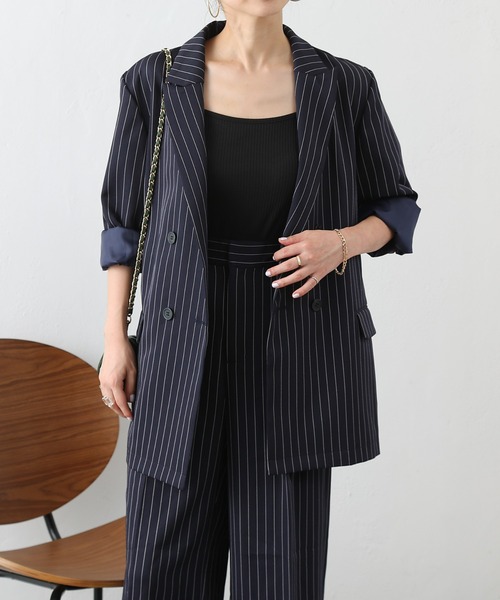 COLONY 2139（コロニートゥーワンスリーナイン）の「ピンストライプダブルブレストテーラードジャケット（テーラードジャケット・レディース・ネイビー/グレー・FREE）」の6枚目の写真