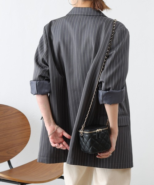 COLONY 2139（コロニートゥーワンスリーナイン）の「ピンストライプダブルブレストテーラードジャケット（テーラードジャケット・レディース・ネイビー/グレー・FREE）」の13枚目の写真