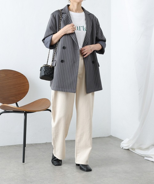 COLONY 2139（コロニートゥーワンスリーナイン）の「ピンストライプダブルブレストテーラードジャケット（テーラードジャケット・レディース・ネイビー/グレー・FREE）」の16枚目の写真