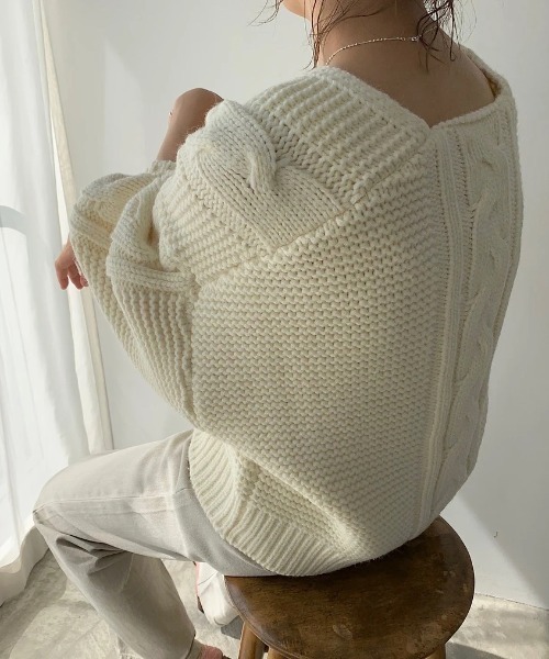 カーディガン TODAYFUL - willfully volumey milky cable knit gown volumey milky cable knit gown（ニット/セーター）｜WILLFULLY
