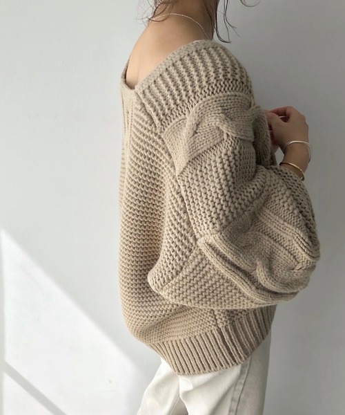 volumey milky cable knit gown（ニット/セーター）｜WILLFULLY