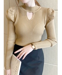 Jewelobe | カットアウト袖タックタイトニットトップス(ニット/セーター)