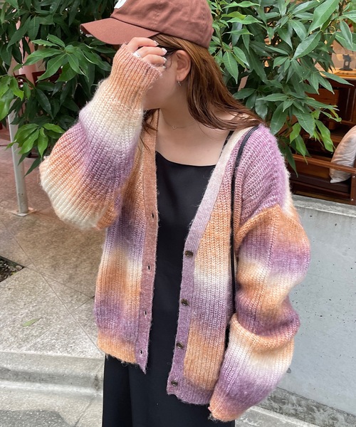 DISCOAT(ディスコート)の「【WEB限定】グラデーションブラッシングカーディガン(カーディガン/ボレロ・レディース・パープル/サックスブルー/オレンジ/ミント・FREE)」の5枚目の写真