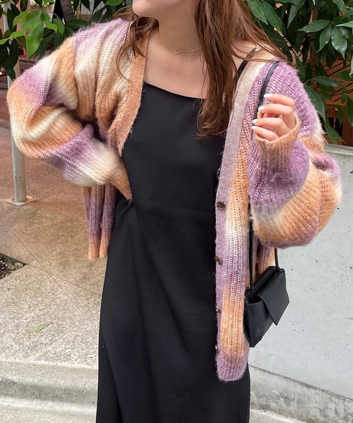 DISCOAT(ディスコート)の「【WEB限定】グラデーションブラッシングカーディガン(カーディガン/ボレロ・レディース・パープル/サックスブルー/オレンジ/ミント・FREE)」の15枚目の写真