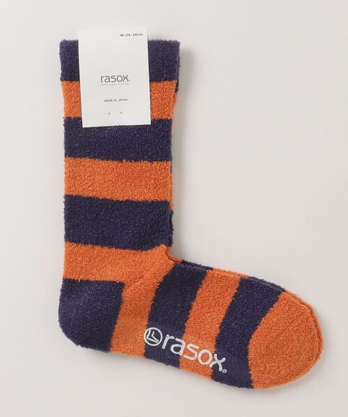 rasox(ラソックス)の「RASOX/ラソックス ソフトタッチ・パネルボーダー メンズ(ソックス/靴下・メンズ・グレー/ベージュ/ブラウン系その他3/パープル・L/M)」の4枚目の写真