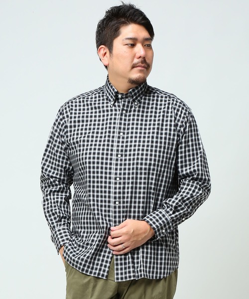 B&T CLUB(ビーティークラブ)の「ナチュラルストレッチ ボタンダウン 長袖 シャツ(シャツ/ブラウス・メンズ・ブルー/ライトブルー/ブラック/ホワイト×ブラック/ワイン/グリーン/レッド/ダークネイビー/ネイビー/ライトインディゴブルー/ストライプ/チェック/ネイビー×ホワイト/インディゴブルー/ダークグレー/ベージュ・X(2L)/X1(3L~4L)/X2(4L~5L)/X3(6L~7L)/X4(8L~9L))」の2枚目の写真