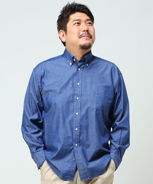 B&T CLUB(ビーティークラブ)の「ナチュラルストレッチ ボタンダウン 長袖 シャツ(シャツ/ブラウス・メンズ・ブルー/ライトブルー/ブラック/ホワイト×ブラック/ワイン/グリーン/レッド/ダークネイビー/ネイビー/ライトインディゴブルー/ストライプ/チェック/ネイビー×ホワイト/インディゴブルー/ダークグレー/ベージュ・X(2L)/X1(3L~4L)/X2(4L~5L)/X3(6L~7L)/X4(8L~9L))」の10枚目の写真