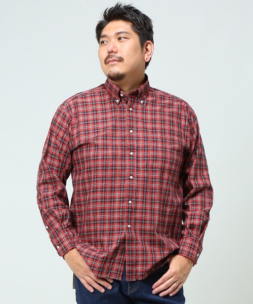 B&T CLUB(ビーティークラブ)の「ナチュラルストレッチ ボタンダウン 長袖 シャツ(シャツ/ブラウス・メンズ・ブルー/ライトブルー/ブラック/ホワイト×ブラック/ワイン/グリーン/レッド/ダークネイビー/ネイビー/ライトインディゴブルー/ストライプ/チェック/ネイビー×ホワイト/インディゴブルー/ダークグレー/ベージュ・X(2L)/X1(3L~4L)/X2(4L~5L)/X3(6L~7L)/X4(8L~9L))」の13枚目の写真