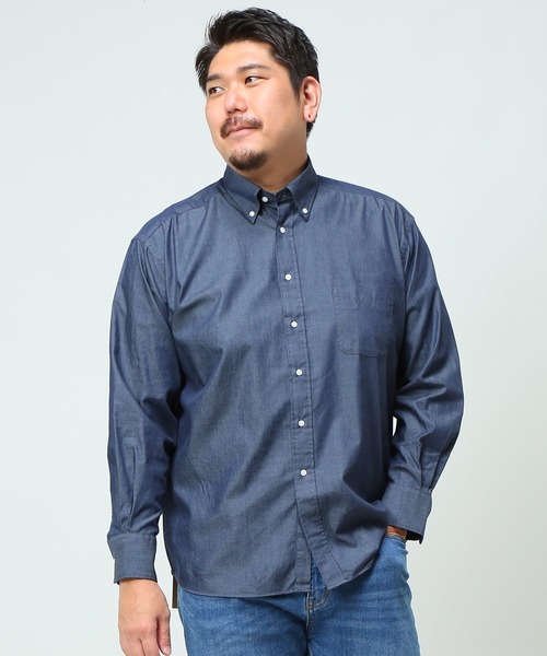 B&T CLUB(ビーティークラブ)の「ナチュラルストレッチ ボタンダウン 長袖 シャツ(シャツ/ブラウス・メンズ・ブルー/ライトブルー/ブラック/ホワイト×ブラック/ワイン/グリーン/レッド/ダークネイビー/ネイビー/ライトインディゴブルー/ストライプ/チェック/ネイビー×ホワイト/インディゴブルー/ダークグレー/ベージュ・X(2L)/X1(3L~4L)/X2(4L~5L)/X3(6L~7L)/X4(8L~9L))」の8枚目の写真