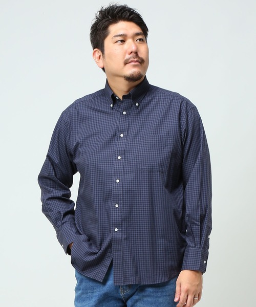 B&T CLUB(ビーティークラブ)の「ナチュラルストレッチ ボタンダウン 長袖 シャツ(シャツ/ブラウス・メンズ・ブルー/ライトブルー/ブラック/ホワイト×ブラック/ワイン/グリーン/レッド/ダークネイビー/ネイビー/ライトインディゴブルー/ストライプ/チェック/ネイビー×ホワイト/インディゴブルー/ダークグレー/ベージュ・X(2L)/X1(3L~4L)/X2(4L~5L)/X3(6L~7L)/X4(8L~9L))」の9枚目の写真