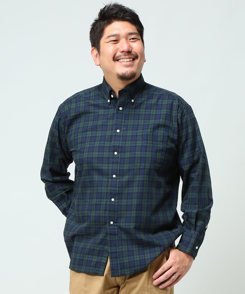 B&T CLUB(ビーティークラブ)の「ナチュラルストレッチ ボタンダウン 長袖 シャツ(シャツ/ブラウス・メンズ・ブルー/ライトブルー/ブラック/ホワイト×ブラック/ワイン/グリーン/レッド/ダークネイビー/ネイビー/ライトインディゴブルー/ストライプ/チェック/ネイビー×ホワイト/インディゴブルー/ダークグレー/ベージュ・X(2L)/X1(3L~4L)/X2(4L~5L)/X3(6L~7L)/X4(8L~9L))」の5枚目の写真