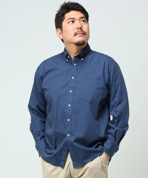 B&T CLUB(ビーティークラブ)の「ナチュラルストレッチ ボタンダウン 長袖 シャツ(シャツ/ブラウス・メンズ・ブルー/ライトブルー/ブラック/ホワイト×ブラック/ワイン/グリーン/レッド/ダークネイビー/ネイビー/ライトインディゴブルー/ストライプ/チェック/ネイビー×ホワイト/インディゴブルー/ダークグレー/ベージュ・X(2L)/X1(3L~4L)/X2(4L~5L)/X3(6L~7L)/X4(8L~9L))」の11枚目の写真