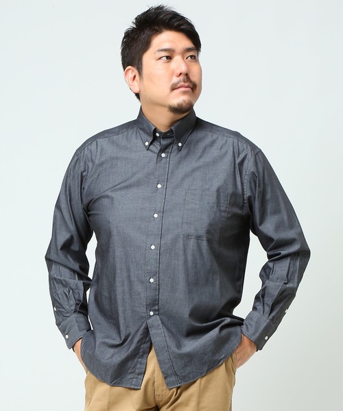 B&T CLUB(ビーティークラブ)の「ナチュラルストレッチ ボタンダウン 長袖 シャツ(シャツ/ブラウス・メンズ・ブルー/ライトブルー/ブラック/ホワイト×ブラック/ワイン/グリーン/レッド/ダークネイビー/ネイビー/ライトインディゴブルー/ストライプ/チェック/ネイビー×ホワイト/インディゴブルー/ダークグレー/ベージュ・X(2L)/X1(3L~4L)/X2(4L~5L)/X3(6L~7L)/X4(8L~9L))」の3枚目の写真