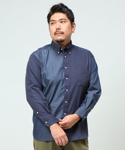 B&T CLUB(ビーティークラブ)の「ナチュラルストレッチ ボタンダウン 長袖 シャツ(シャツ/ブラウス・メンズ・ブルー/ライトブルー/ブラック/ホワイト×ブラック/ワイン/グリーン/レッド/ダークネイビー/ネイビー/ライトインディゴブルー/ストライプ/チェック/ネイビー×ホワイト/インディゴブルー/ダークグレー/ベージュ・X(2L)/X1(3L~4L)/X2(4L~5L)/X3(6L~7L)/X4(8L~9L))」の6枚目の写真