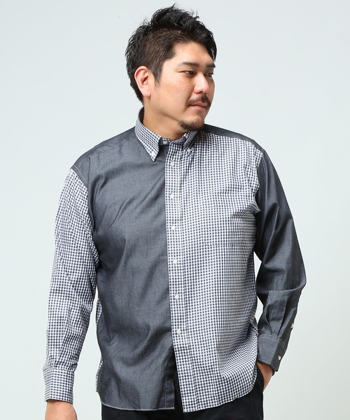 B&T CLUB(ビーティークラブ)の「ナチュラルストレッチ ボタンダウン 長袖 シャツ(シャツ/ブラウス・メンズ・ブルー/ライトブルー/ブラック/ホワイト×ブラック/ワイン/グリーン/レッド/ダークネイビー/ネイビー/ライトインディゴブルー/ストライプ/チェック/ネイビー×ホワイト/インディゴブルー/ダークグレー/ベージュ・X(2L)/X1(3L~4L)/X2(4L~5L)/X3(6L~7L)/X4(8L~9L))」の1枚目の写真